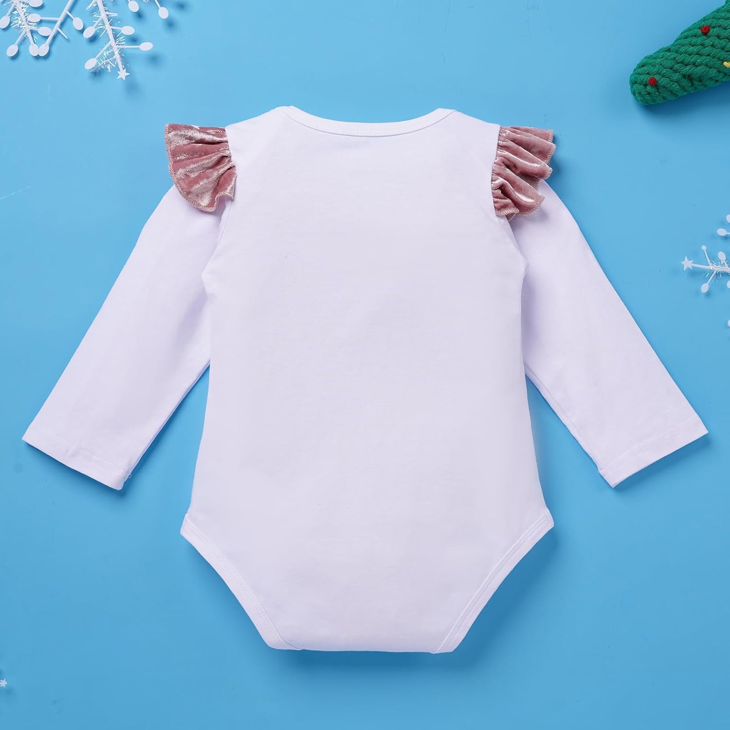 ODASDO Baby Girl Fall Winter 1st Birthday Cake Smash Outfit Cotton Long Sleeve Romper Velvet Skirt Headband Set - Image 5