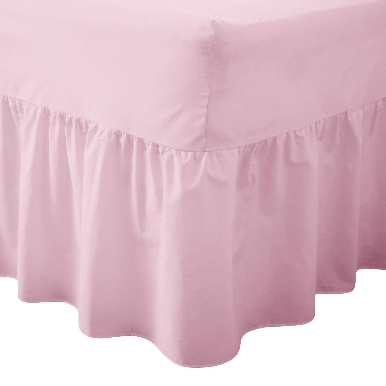 R&Z Pink Luxury Plain Polycotton Percale Valance Fitted Sheet Or Pillow Pair Cases (, Pillow Pair Case)