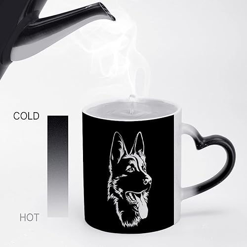 Miniatura 3 de Taza de café de pastor alemán negro, taza de té de cerámica que cambia de color, tazas de té para regalos de oficina y hogar