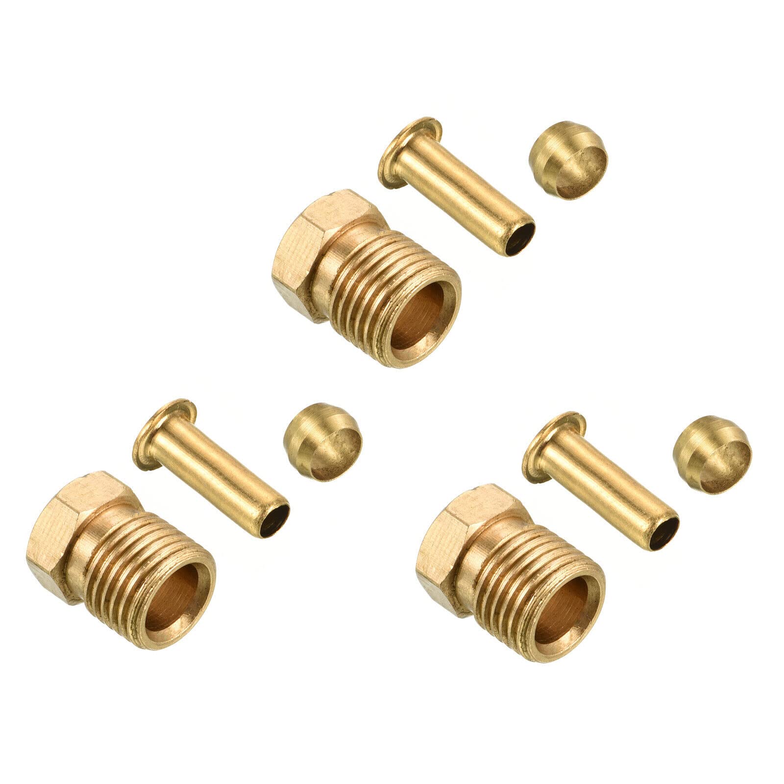 Tool parts 4mm ID 6mm OD Tube Brass Compression Kit 3 Set - Sleeve Ferrule & for INSErt & Nut