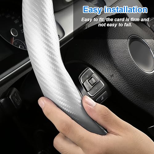 Miniatura 5 de Cubierta de volante de coche, protector de volante segmentado de cuero PU de fibra de carbono, accesorios interiores de automóvil transpirables,