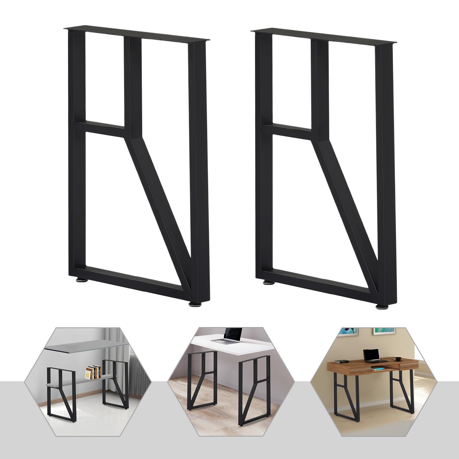 Juego de 2 patas de metal para muebles, color negro, capacidad de carga de 200 kg, 50 x 71 cm, para mesa de café, mesa de comedor, escritorio, muebles, patas de placa de altura regulable con