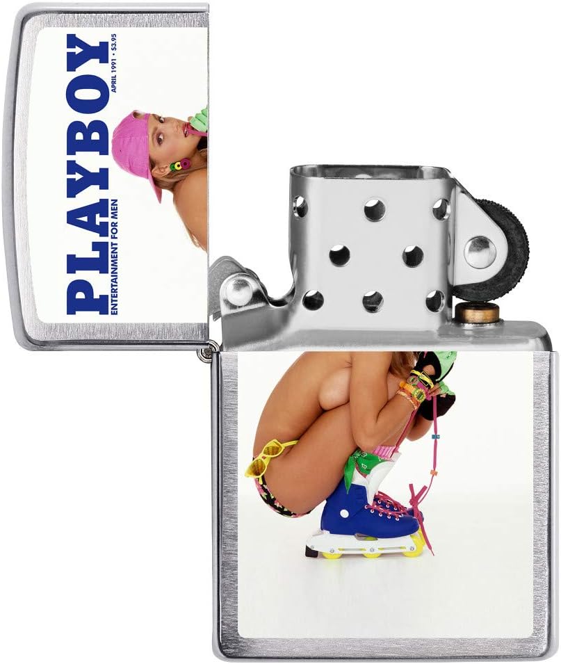 Zippo Playboy Cover April 1991 Brushed Chrome Pocket Lighter, One Size, Model Number: 200-CI017372