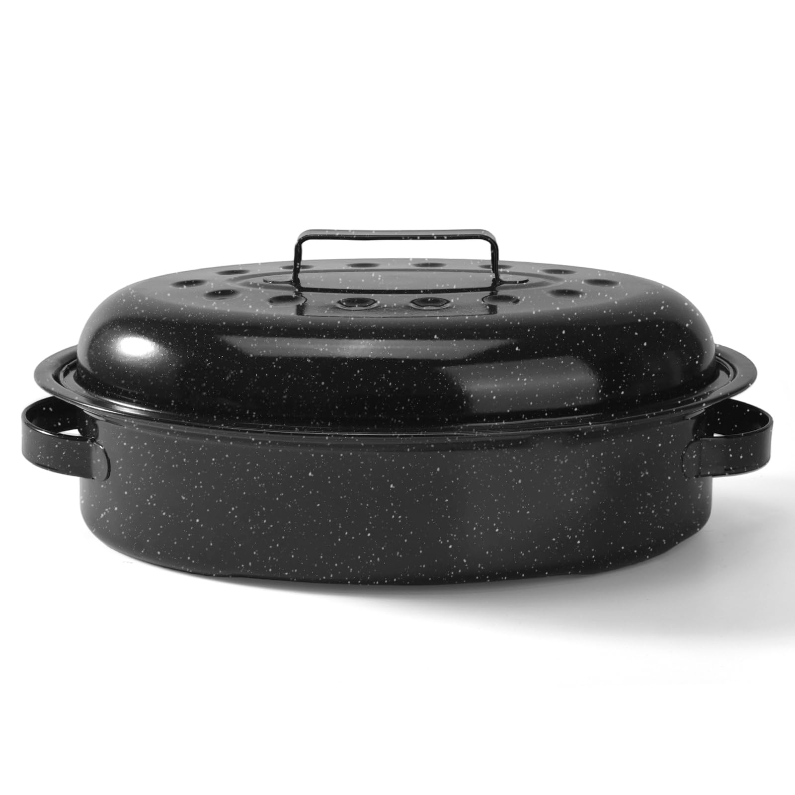 15.4” Roasting Pan With Lid, Oval Roaster Pan, Medium Enameled Roast Pan For Turkey, Chic…