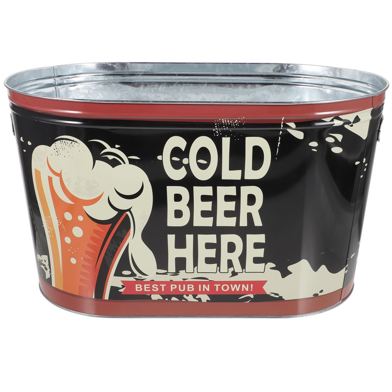 Cubo de Hielo de Metal con Asa, Cubo de Hielo Ovalado sin Rebabas, Compacto y Resistente para Enfriar Bebidas en Camping y Barbacoas