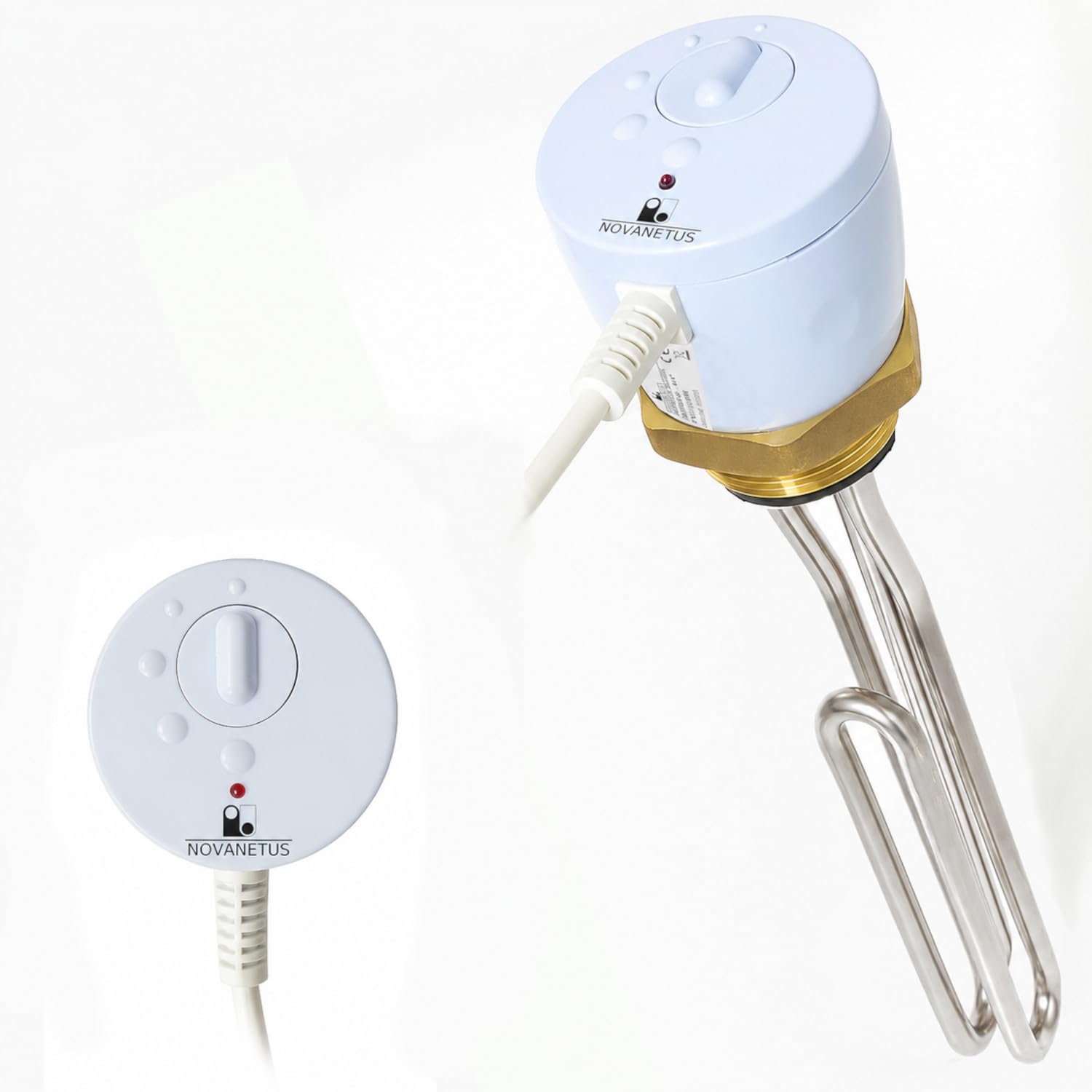 GEBN 6/4" 3kW 3000W 230V Riscaldatore ad Immersione Resistenza a Cartuccia per Caldaia Bollitore per Accumulo Acqua Calda INOX e Smaltato con Termostato