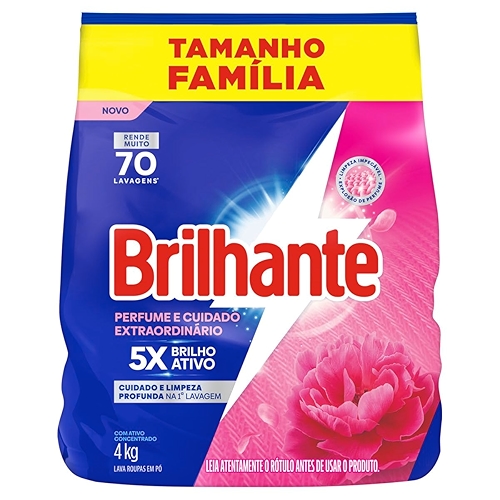Brilhante Lava-Roupas em Pó Perfume e Cuidado Extraordinário Pacote 4kg Brilhante Lava-Roupas em Pó Perfume e Cuidado Extraordinário Pacote 4kg