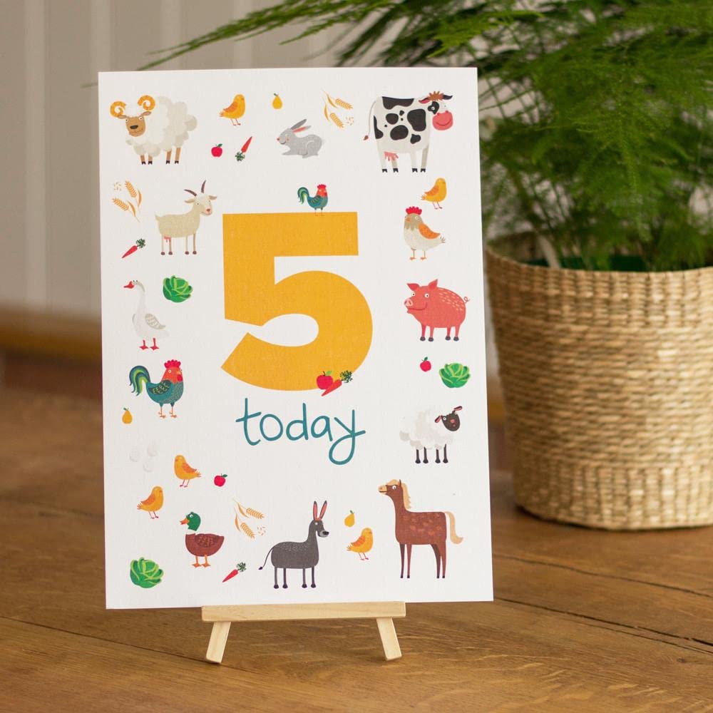 Farm Animals 5th Birthday Sign and Easel, Farm Birthday Sign, 5 Today Card And Easel, 5th Birthday Decoration Sign, Animal Party