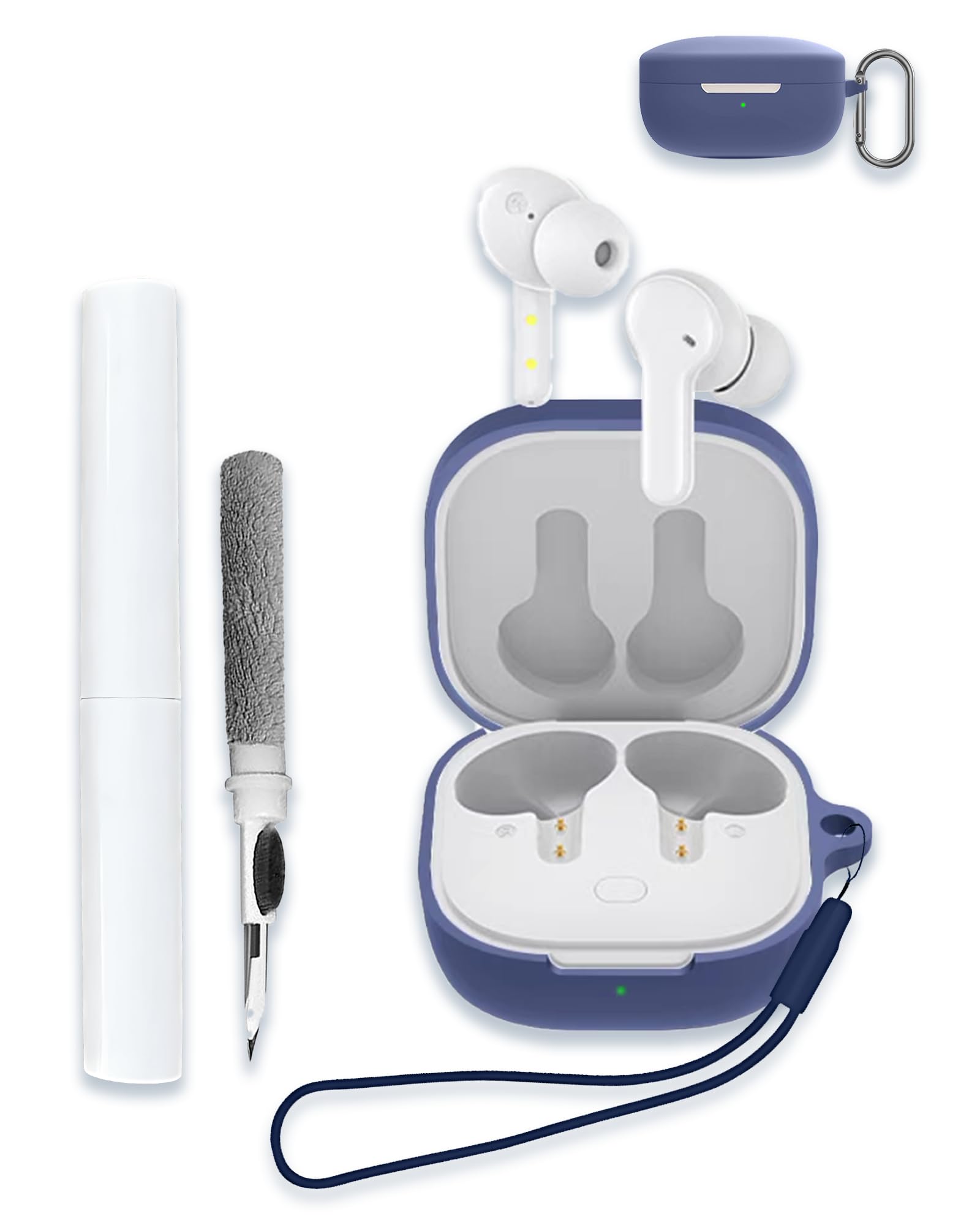 WUNIAK Case Cover for QCY T13 Buds,Protective Soft Silicone Skin Case Cover Shock-Absorbing Protective Case with Keychain,Lanyard and Cleaning