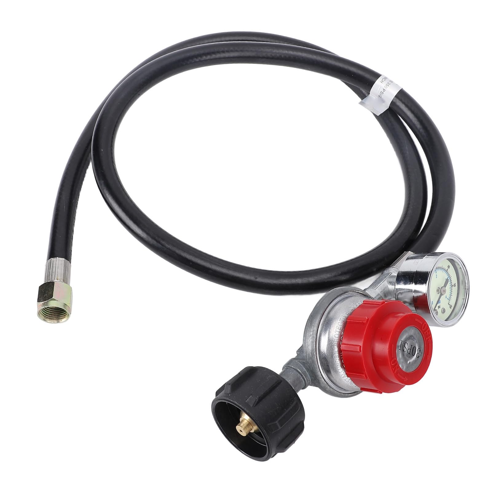 Regulowany wysokociśnieniowy regulator C3H8 od 0 do 30 PSI z wężem o długości 4 stóp i manometrem od 0 do 60 PSIG – Wydajność 130 000 BTU – Kompatybilny z grillami, frytownicami,