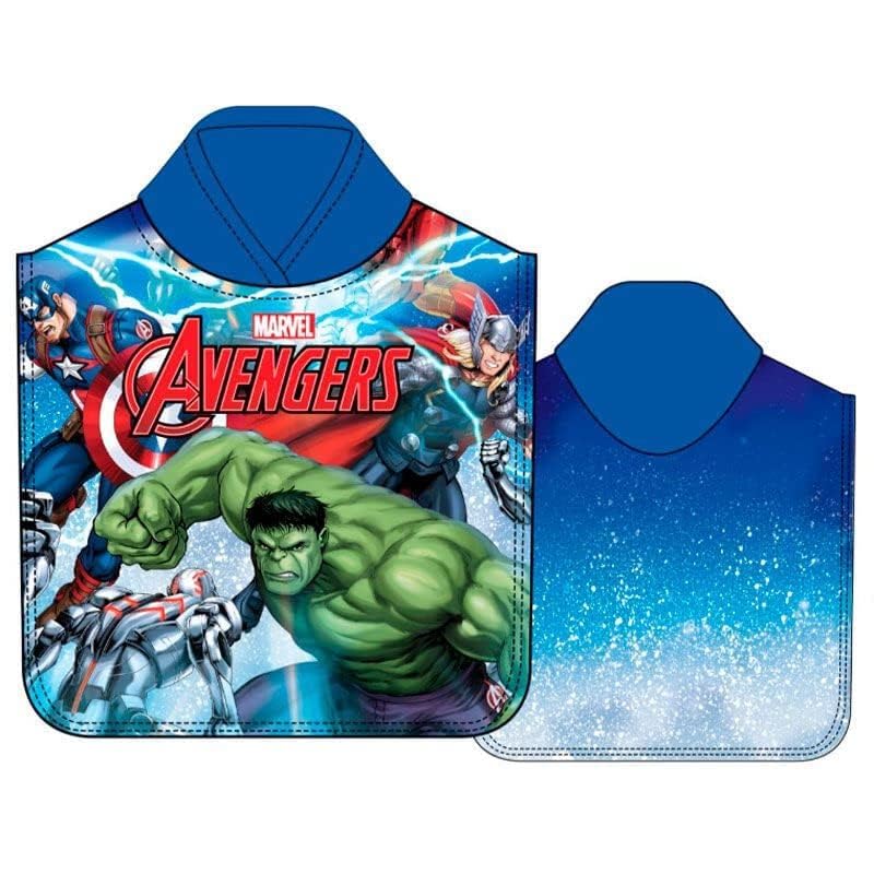 Asciugamano Con Cappuccio Captain America Marvel - 100% Cotone, Poncho Spiaggia Per Bambini, 125x75 Cm - Foto 5