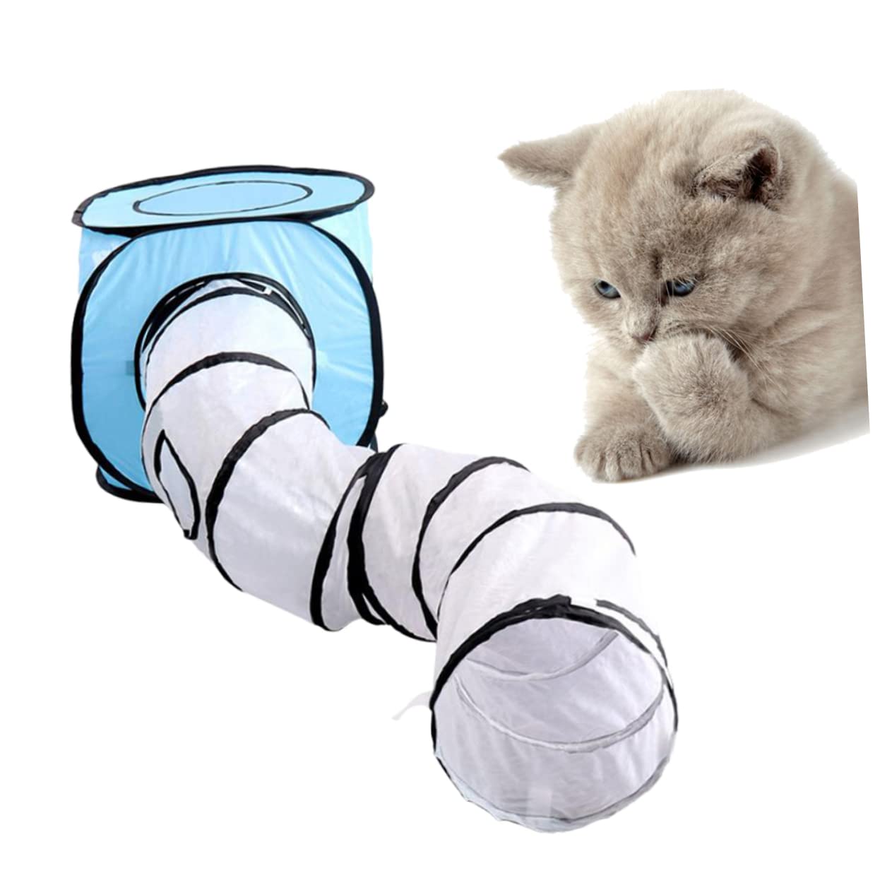 INOOMP Tunnel De Interactif pour Tunnel Pliable s Jouet pour Chaton Design Compact Bleu