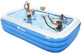Duerer Piscine Gonflable 241cm x 142cm x 56cm, Piscines Gonflables Adulte Rectangulaire, Piscine Enfant Familiale pour Jardin, Extérieur, Balcon fête d'été(Bleu) - 1