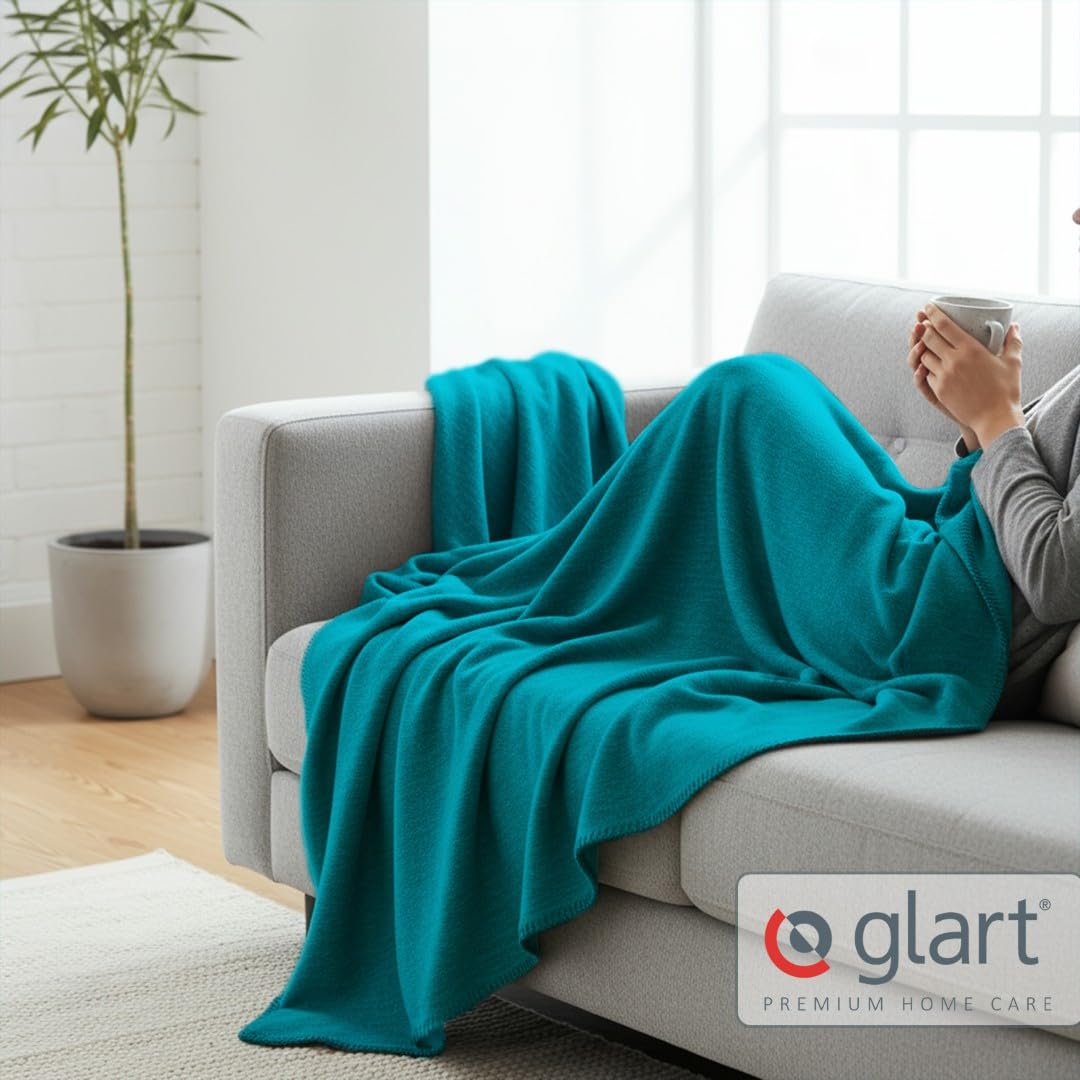 Glart Uni-Kuscheldecke in Petrol, 130x170 cm für Sofa & Couch, als Wohndecke, Tagesdecke oder Sofaüberwurf, extra flauschig & warm