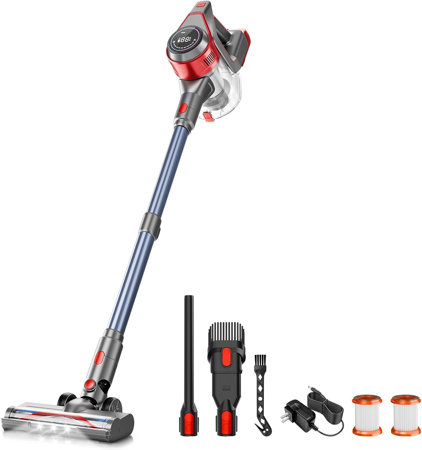 KIKETECH Y5-Y501 Cordless Stick Vacuum: 45-Min Runtime, Anti-Tangle for Pet Hair, Hardwood & Carpet