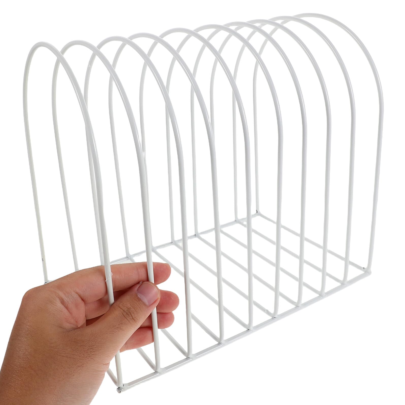 DOITOOL Organizzatore da Scrivania in Metallo Bianco con Sezioni Verticali Libreria da Ufficio Compatta per Archiviazione File e Cartelle Scaffale Portadocumenti per Piccoli Spazi