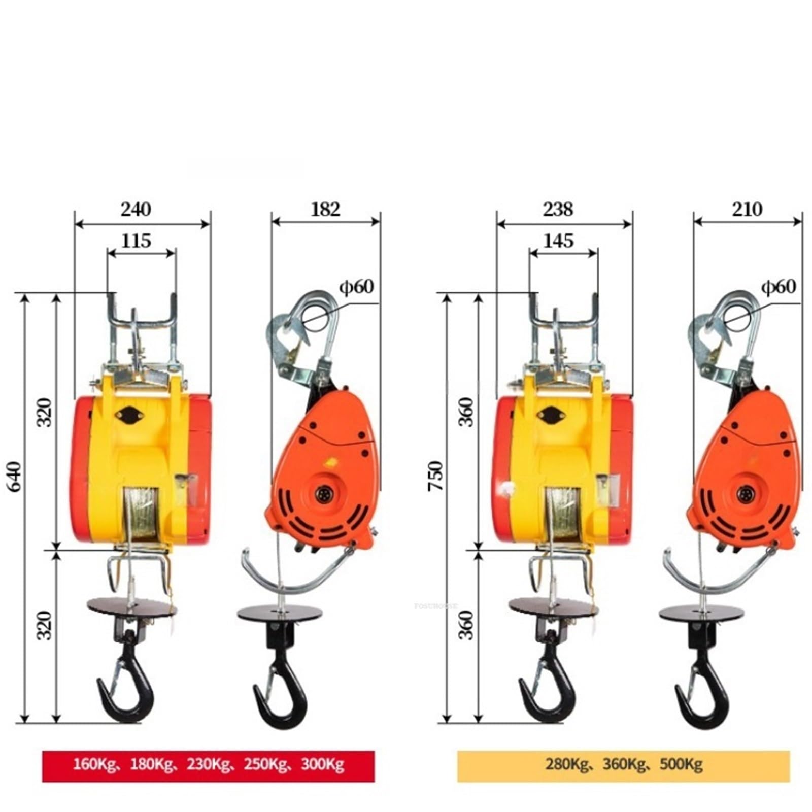 Elektro-Seilzug 220V Winde Hebekrane Installation Haushalt Kleine Hebekran Tragbare Mini Elektrische Hoist Y(280kg-30m-A)