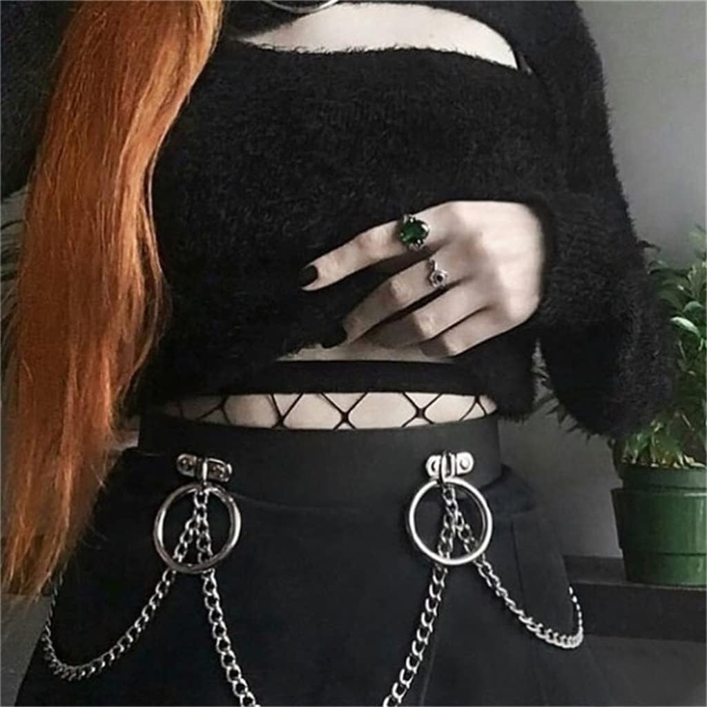 Women Belts Chain Hidden Button Cosplay Punk Hip Hop Female Belt Party Club Casual