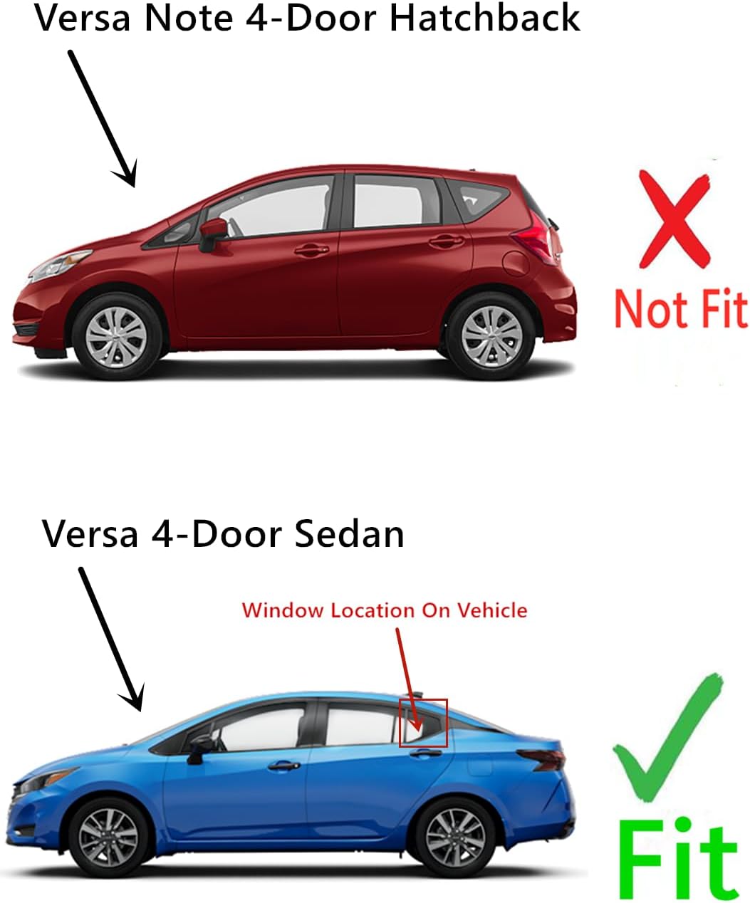 Driver Left Side Rear Vent Glass Vent Window Compatible with Nissan Versa 4 Door Sedan 2012-2019 Models