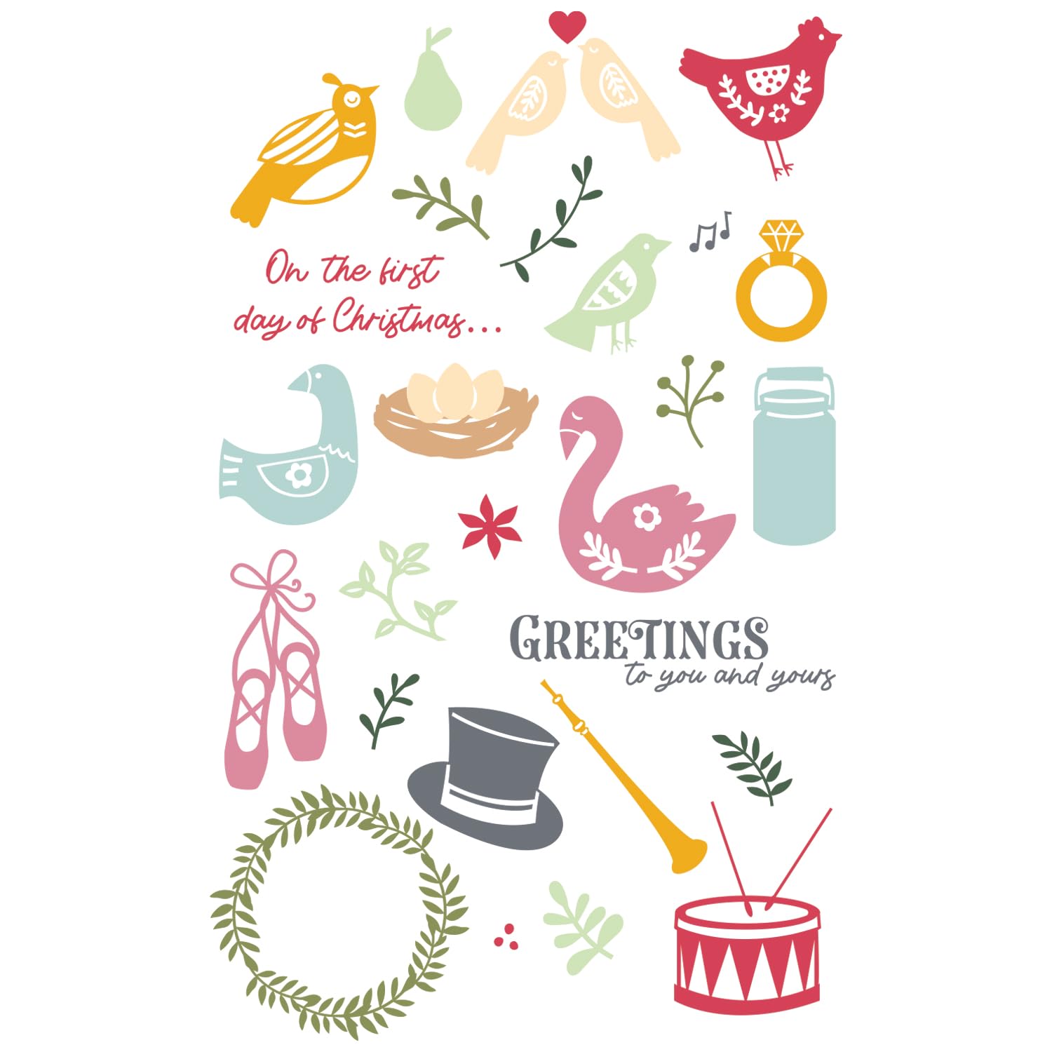 Sizzix A5 Clear Stamps Set 12 Days of Christmas by Catherine Pooler