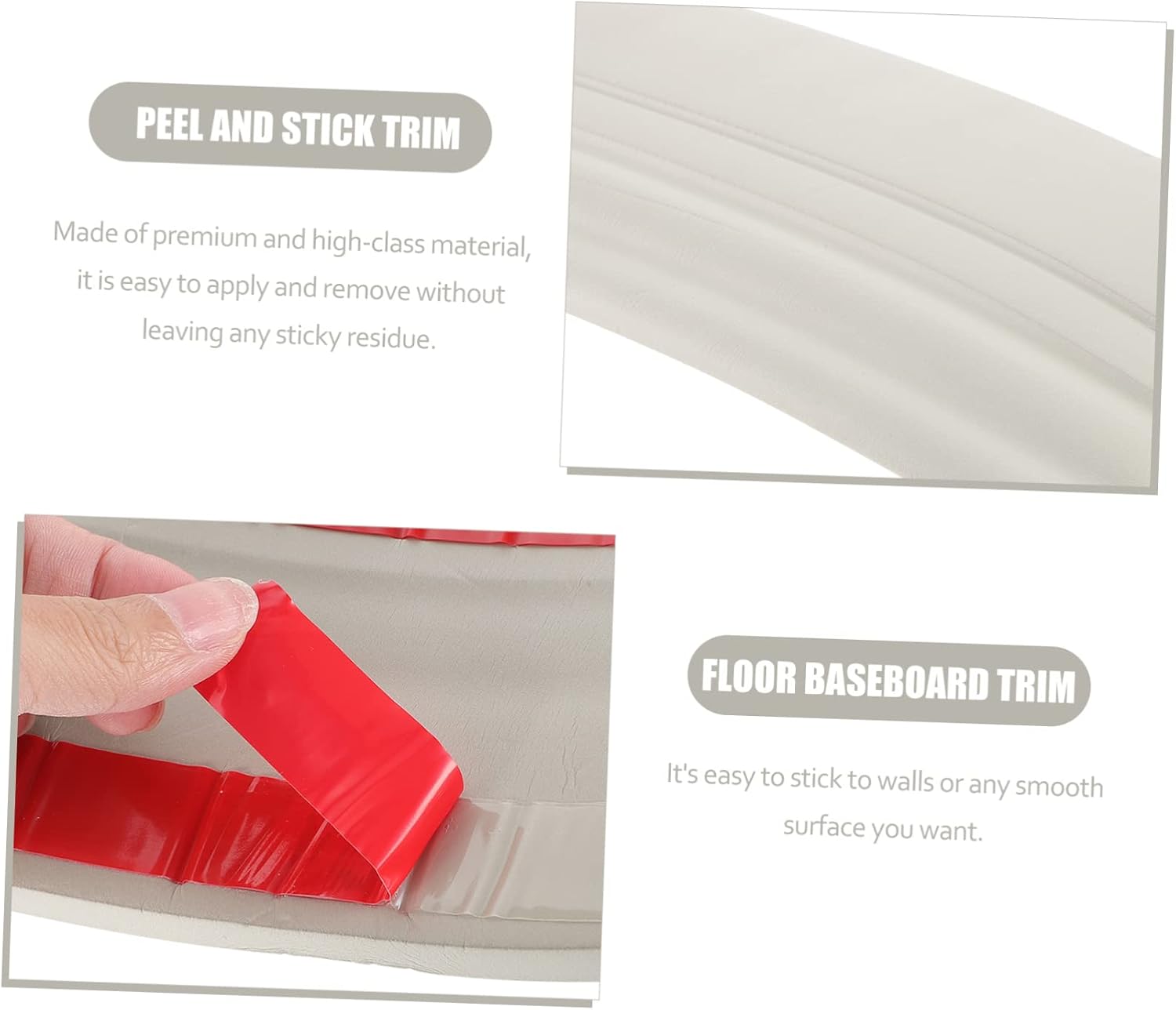 VILLCASE Self Adhesive Baseboard Trim Molding Meters Premium Nbr Material Peel and Stick Wall Base Trim for Smooth Surfaces Easy to Install Vinyl Floor Edge Protector