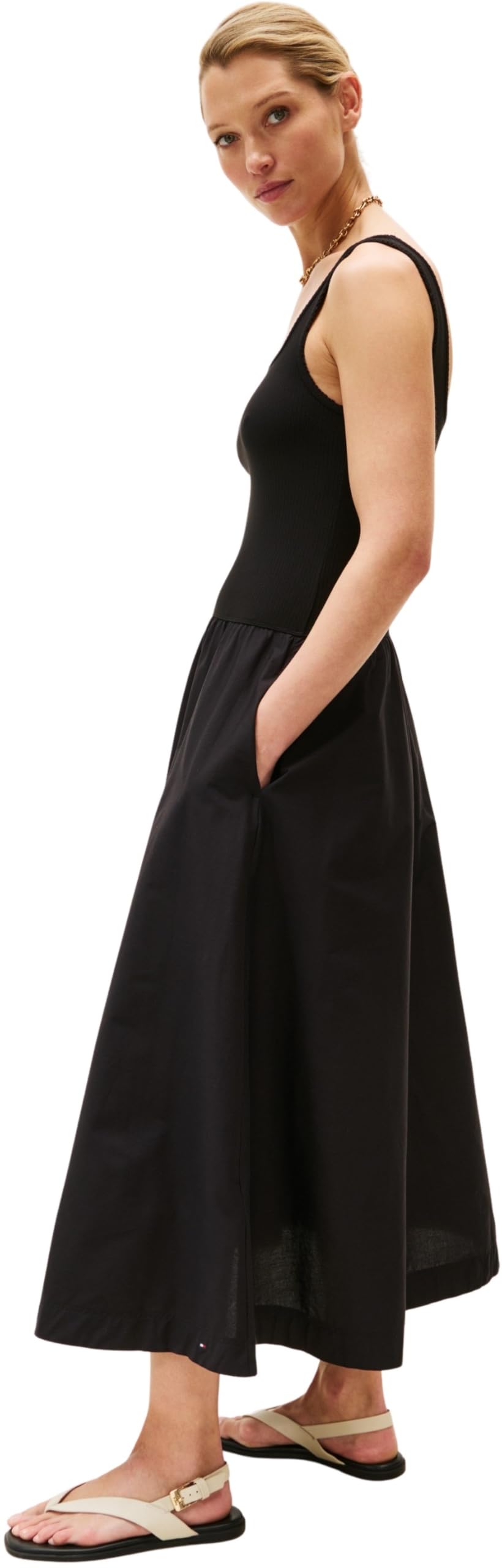 Tommy Hilfiger Vestido Mujer Rib Midi Mix Fit & Flare