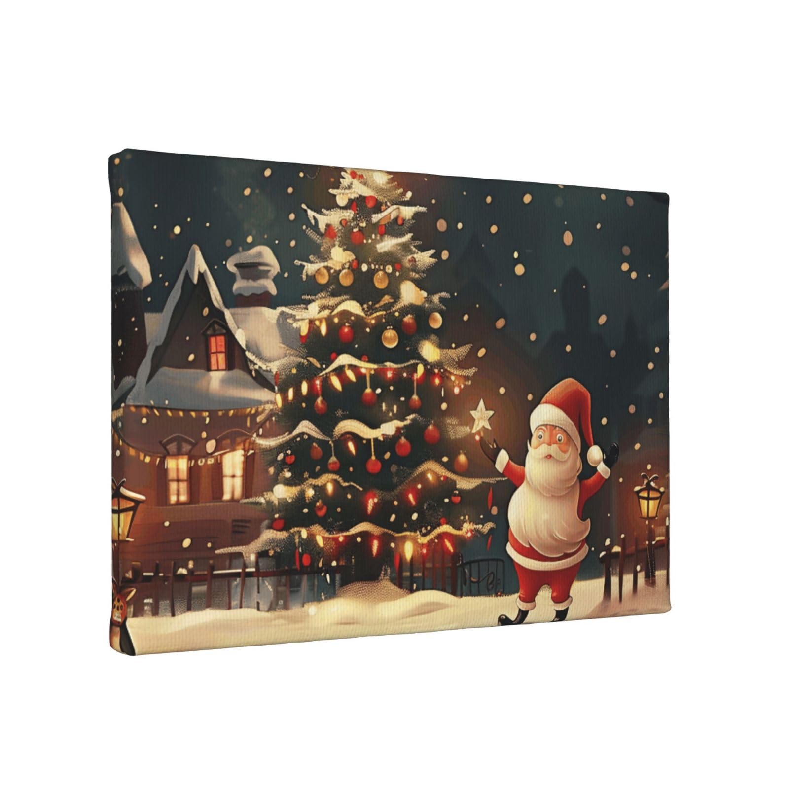 YKLJG Merry Christmas art Printed Wall Art Canvas Painting 30x20 CM Wooden Framed Picture Painting Artwork Prints for Bedroom Kitchen Home Office Decor