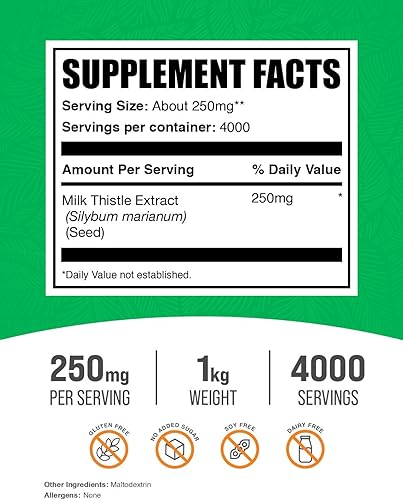 Miniatura 10 de BulkSupplements com Extracto de cardo mariano en polvo suplemento de apoyo hepático cardo mariano de silimarina cardo mariano para perros suplemento