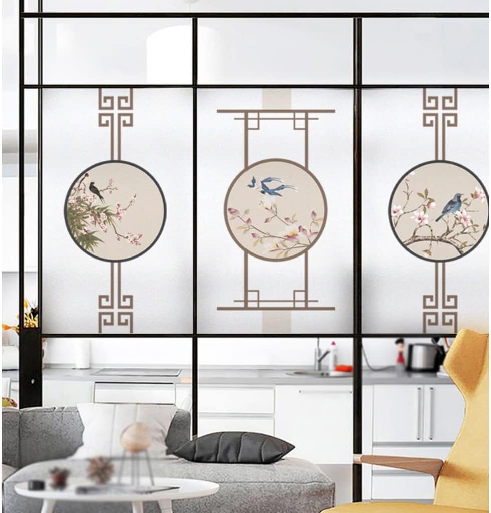 Window Privacy Film Window Film Window Privacy Film Landscape Painting Glass Sticker Bathroom Anti-Light Sticker Bathroom Frosted Window Glass Film Blackout Window Film Window Films(A,70 * 120 cm)