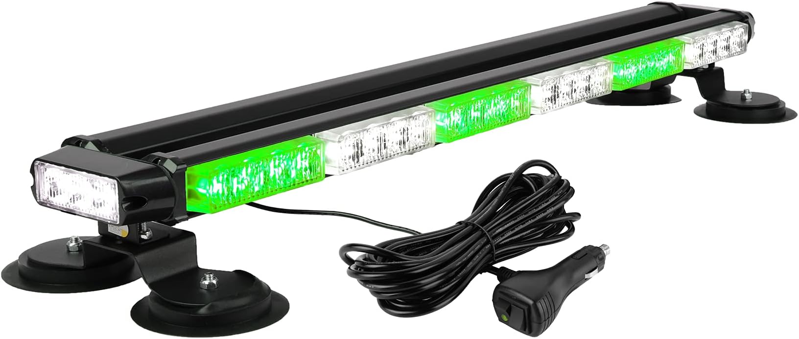 ASPL 29.5" 54 LED Strobe Light Bar Double Side Flashing High Intensity Emergency Warning Flash Strobe Light with Magnetic Base for Safety Construction Vehicles Tow Trucks Pickup (Green/White)