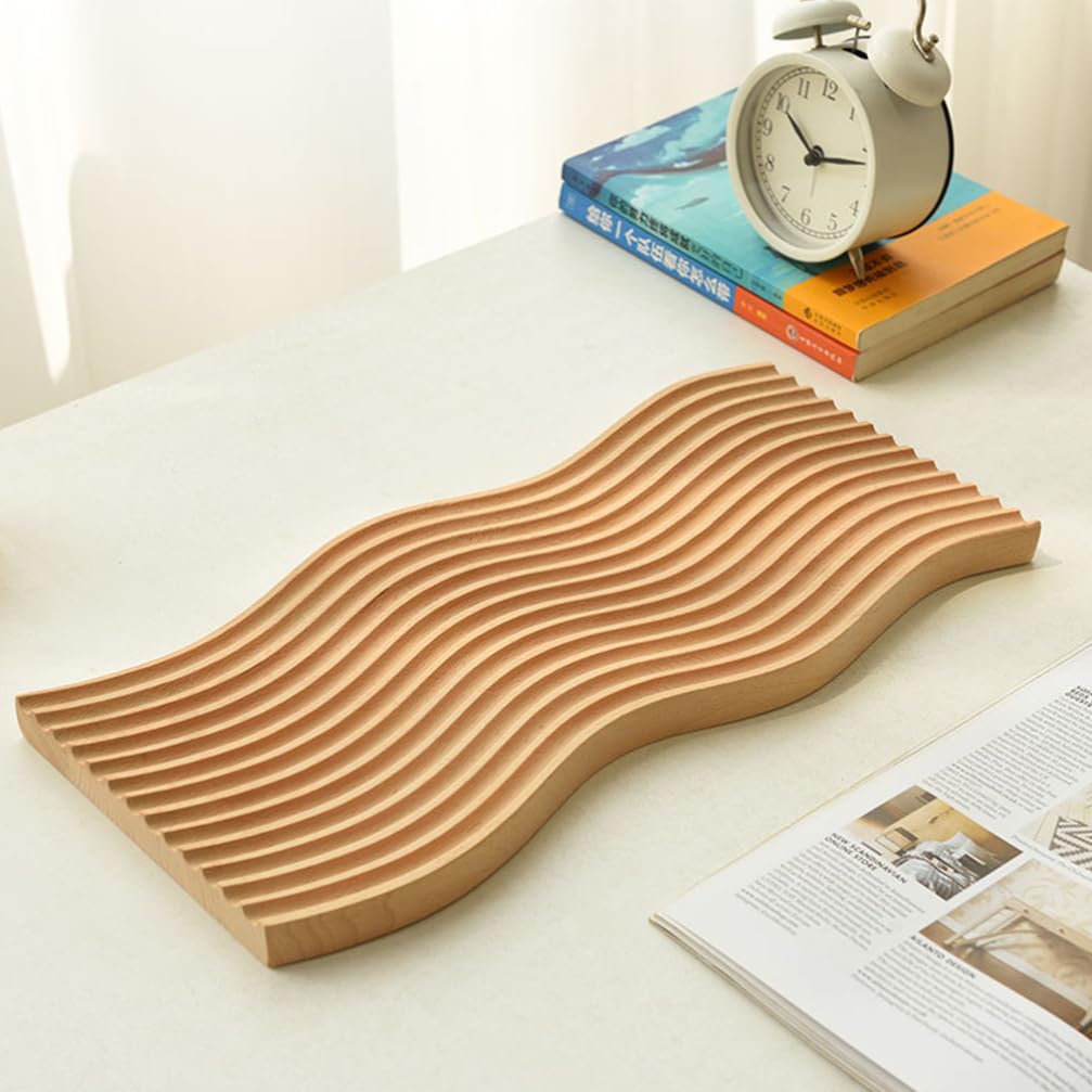 SOLUSTRE Vassoio da Portata in Legno Portafrutta in Legno Rustico Vassoio da Caffè per Frutta Snack Cibo Decorativo per Cucina Sala da Pranzo Ufficio