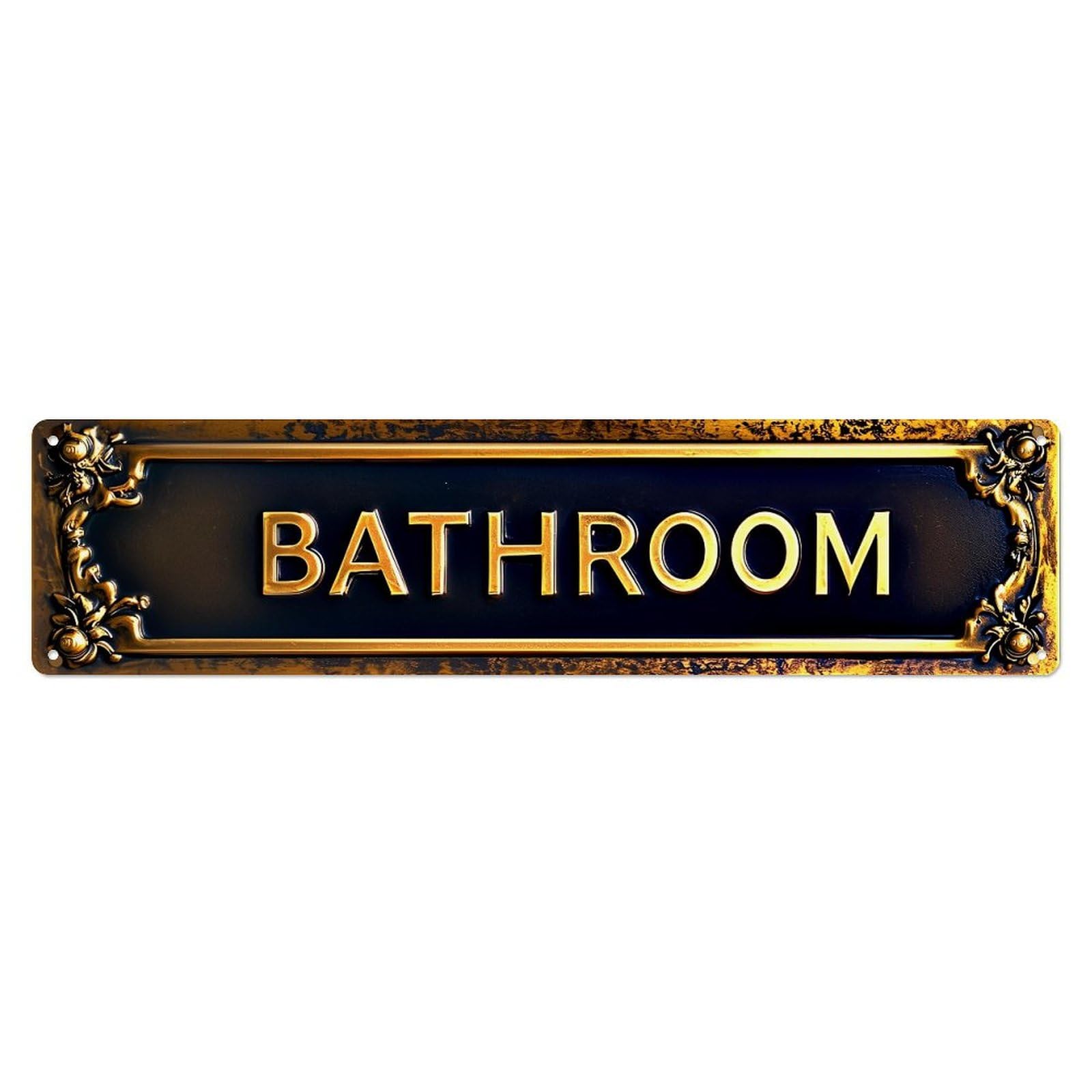 Jdyansheng Vintage Ornate Gold Bathroom Sign Plate Tin Sign Metal Poster Metal Signs For Home Man Cave Bar Cafe Kitchen Laundry Room Wall Decorations 4X16 Inches