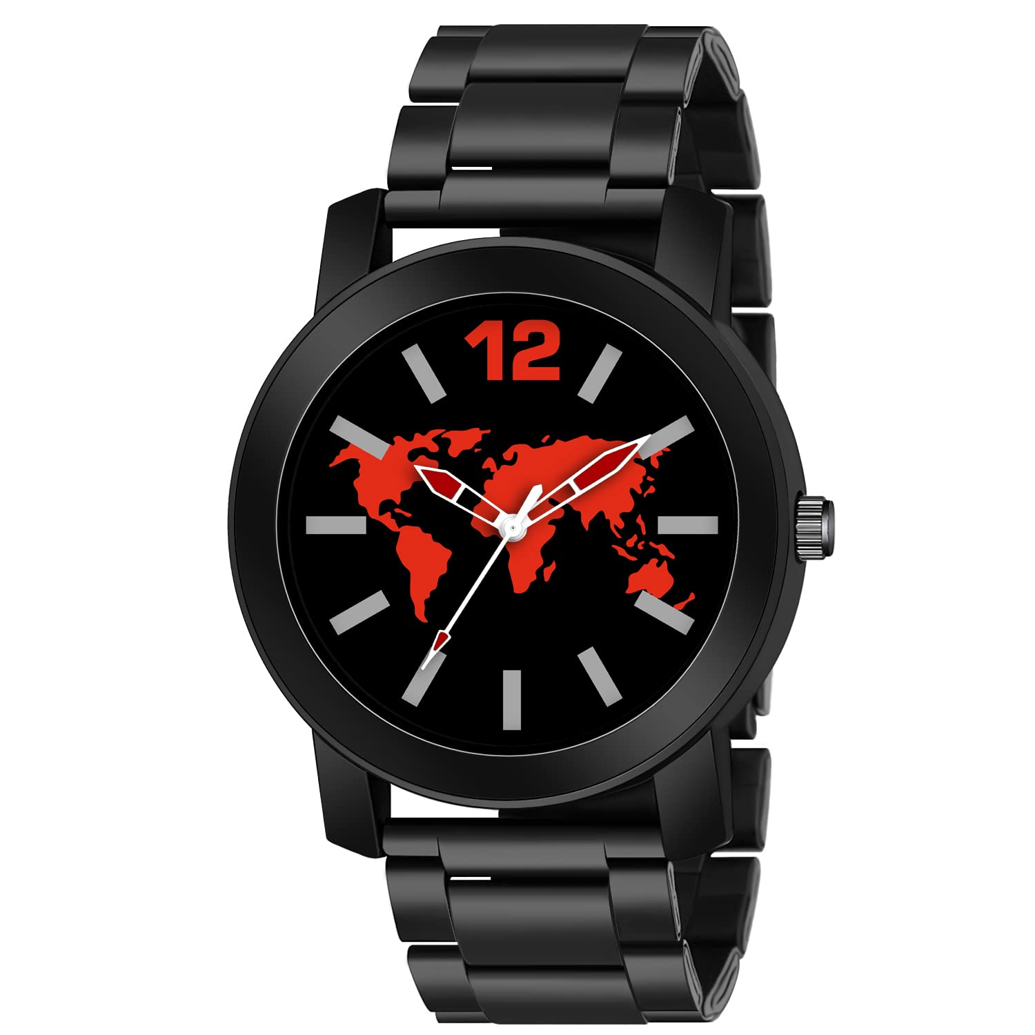 IIK COLLECTION Round World Map Designer Dial with Stainless Steel Bracelet Chain Strap Analogue Wrist Watch for Men and Boys (B0B4252W21) Amazon Price History, Amazon Price Tracker