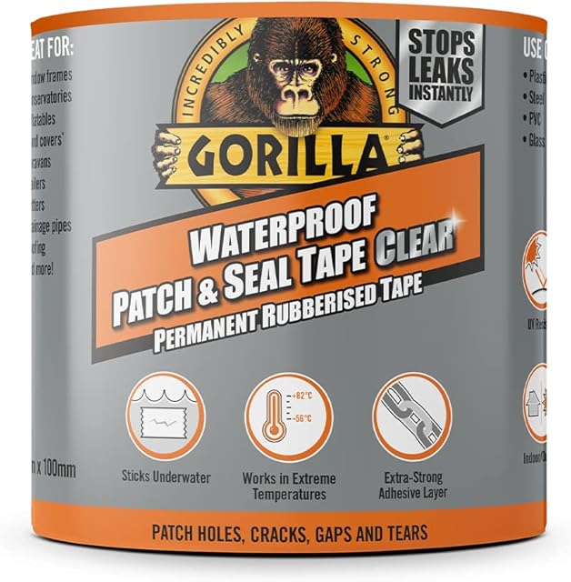 Gorilla 107660 Waterproof Patch & Seal Tape Clear 2.4m