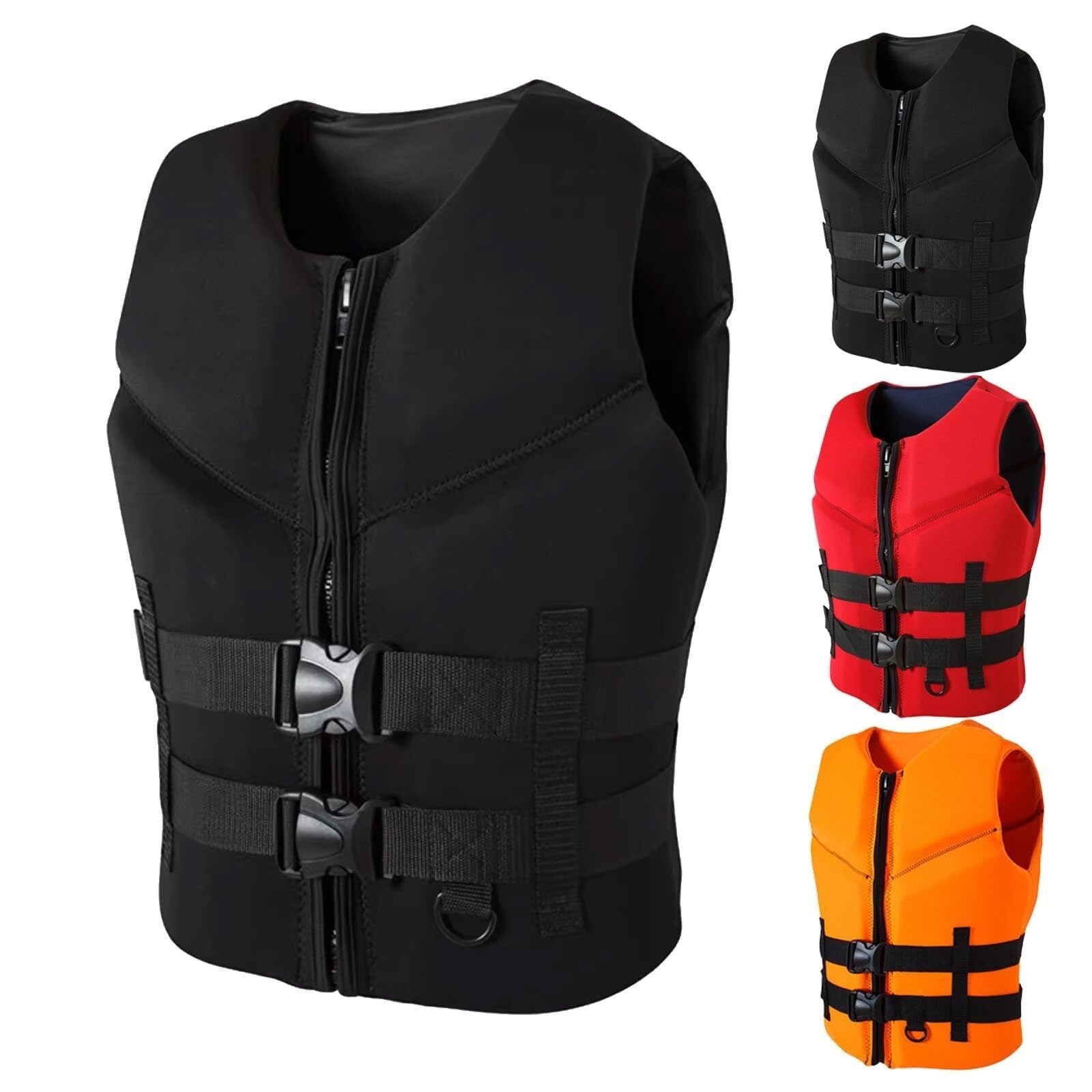 Neoprene Float Jacket with Adjustable Waist Strap, Float Jacket with Zipper Closure for Kayaking Swimming Snorkeling Surfing(black,M)