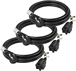 FIRMERST 1875W 15A Cordon d'extension de prise plat 3 Pieds 14 AWG Noir, boîte de 3