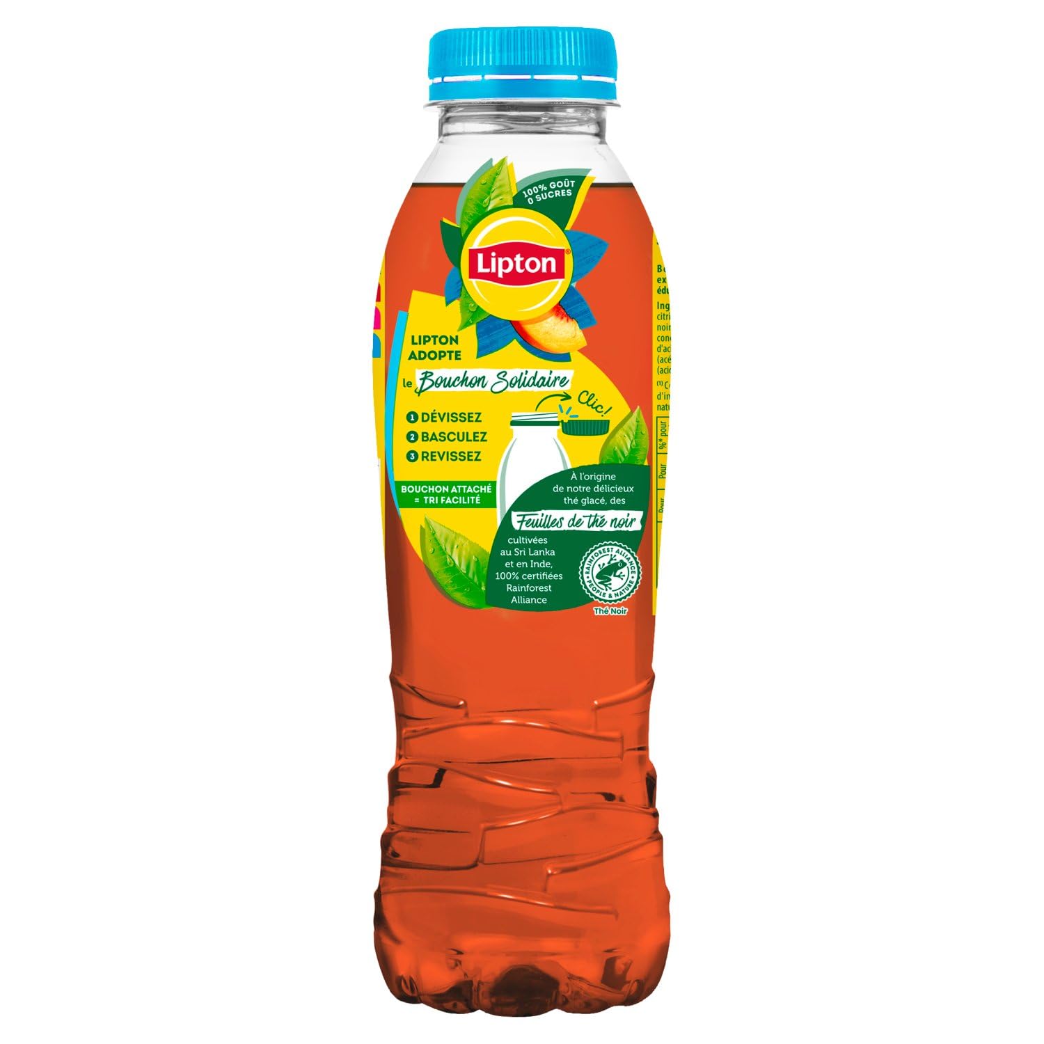 LIPTON Ice Tea Thé Glacé Sans Sucres Saveur Pêche - Lot de 12x50cl