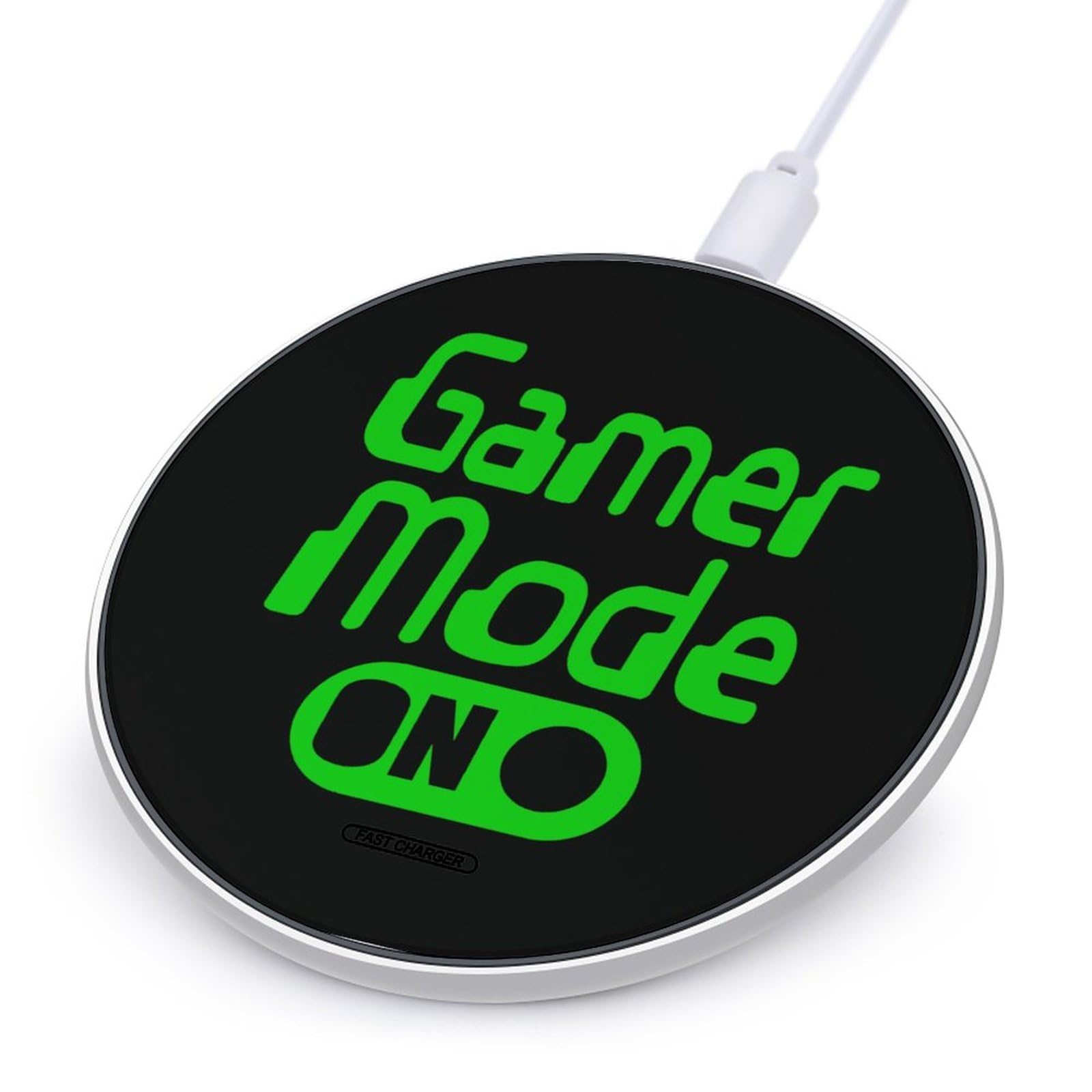 Gamer Mode On Cute Charger Pad 10W Max Round Charging Stand with USB Cable Compatible with Most Cell Phone (No AC Adapter)