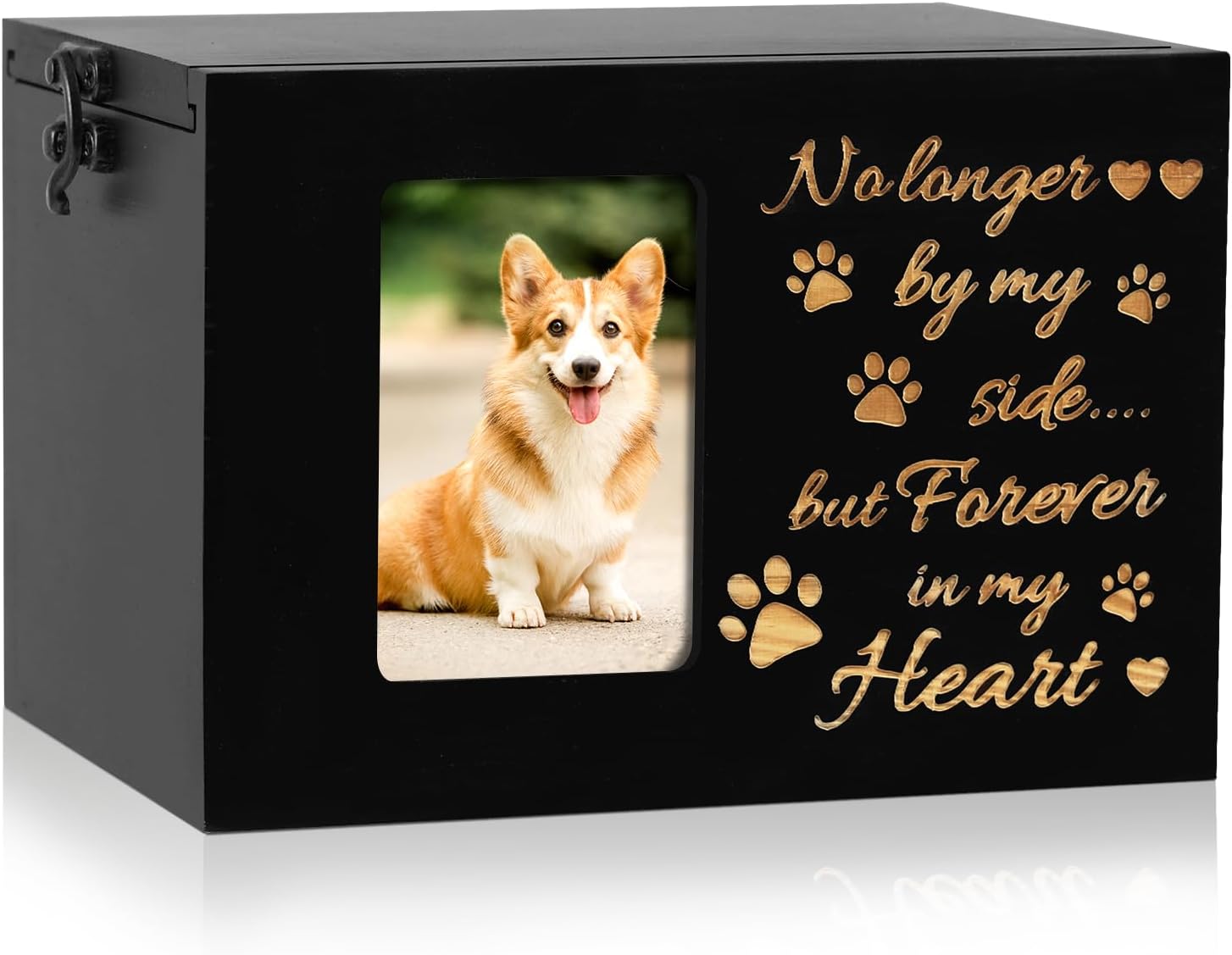 Pet Memorial Urn for Dog or Cat Ashes Wooden Dog Urns Keepsake Memory Box Cremation Urns with Photo Frame