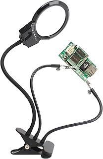 Helping Hands Soldering with 4X & 6X Magnifier LED Light, 2 Flexible Helping Hand Arms Magnifying Lamp and Third Hand Soldering Tool for Soldering, Assembly, Repair, Modeling, 5D Diamond Painting