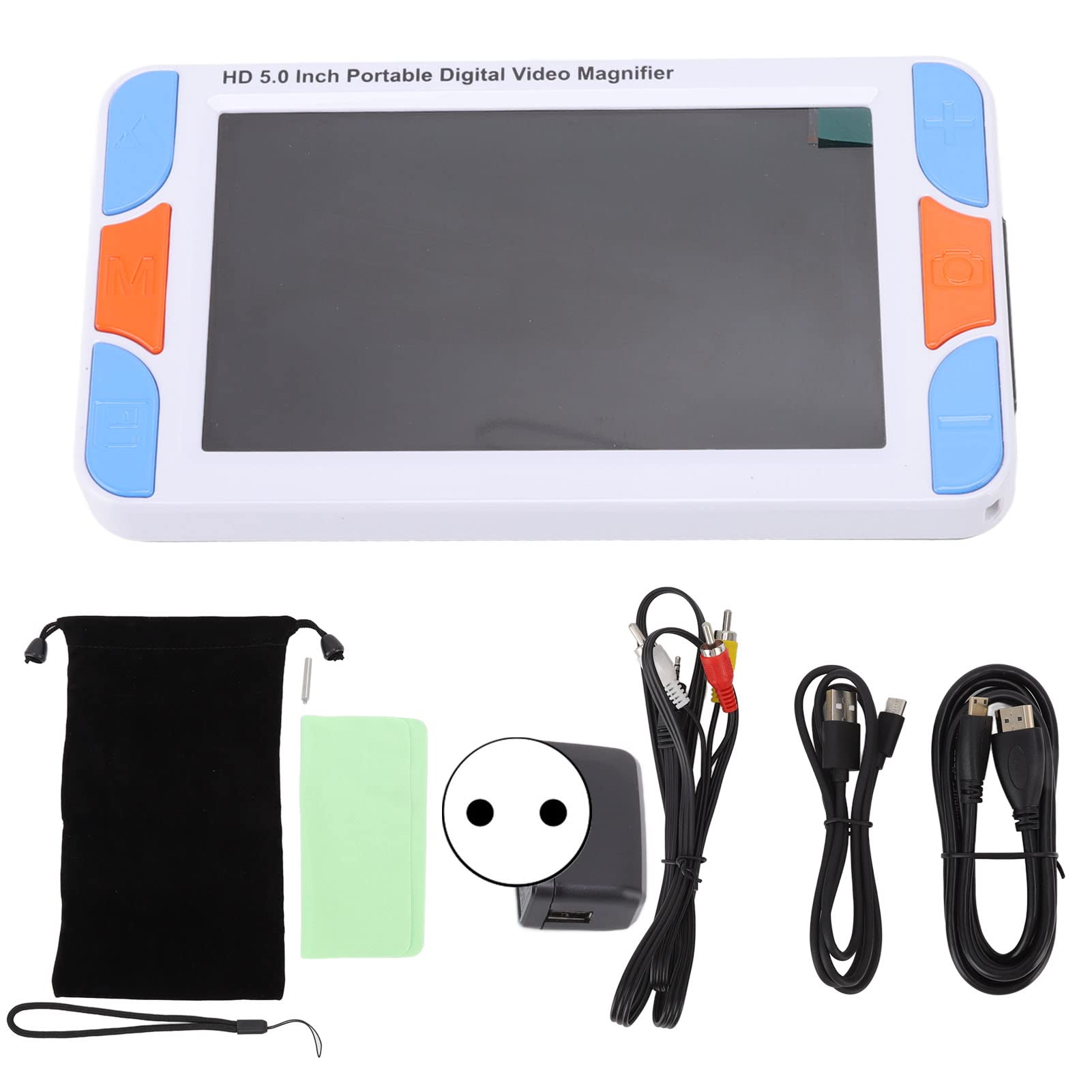 Przenośna Lupa Cyfrowa, 5-calowy Kolorowy LCD 800x480 Przenośna Lupa Cyfrowa od 3X do 48X Elektroniczna Pomoc w Czytaniu, Podwójny Aparat z Blokadą Ekranu Elektroniczna Lupa, 100-240 V(EU)