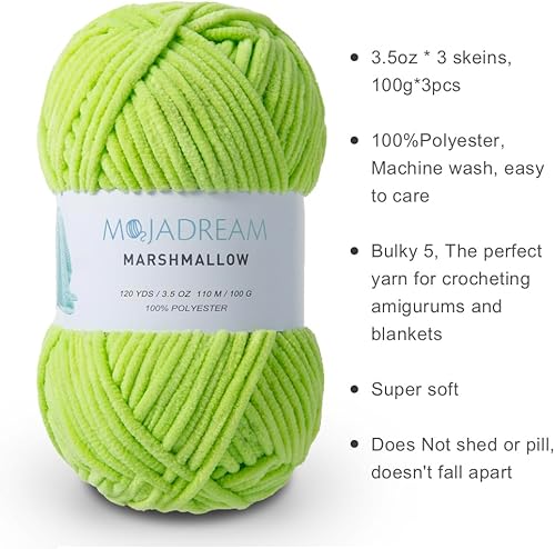 Miniatura 2 de Hilo de felpilla para mantas Amigurumi hilo de terciopelo suave para bebé, hilo voluminoso para tejer y hacer ganchillo, paquete de 3 unidades de