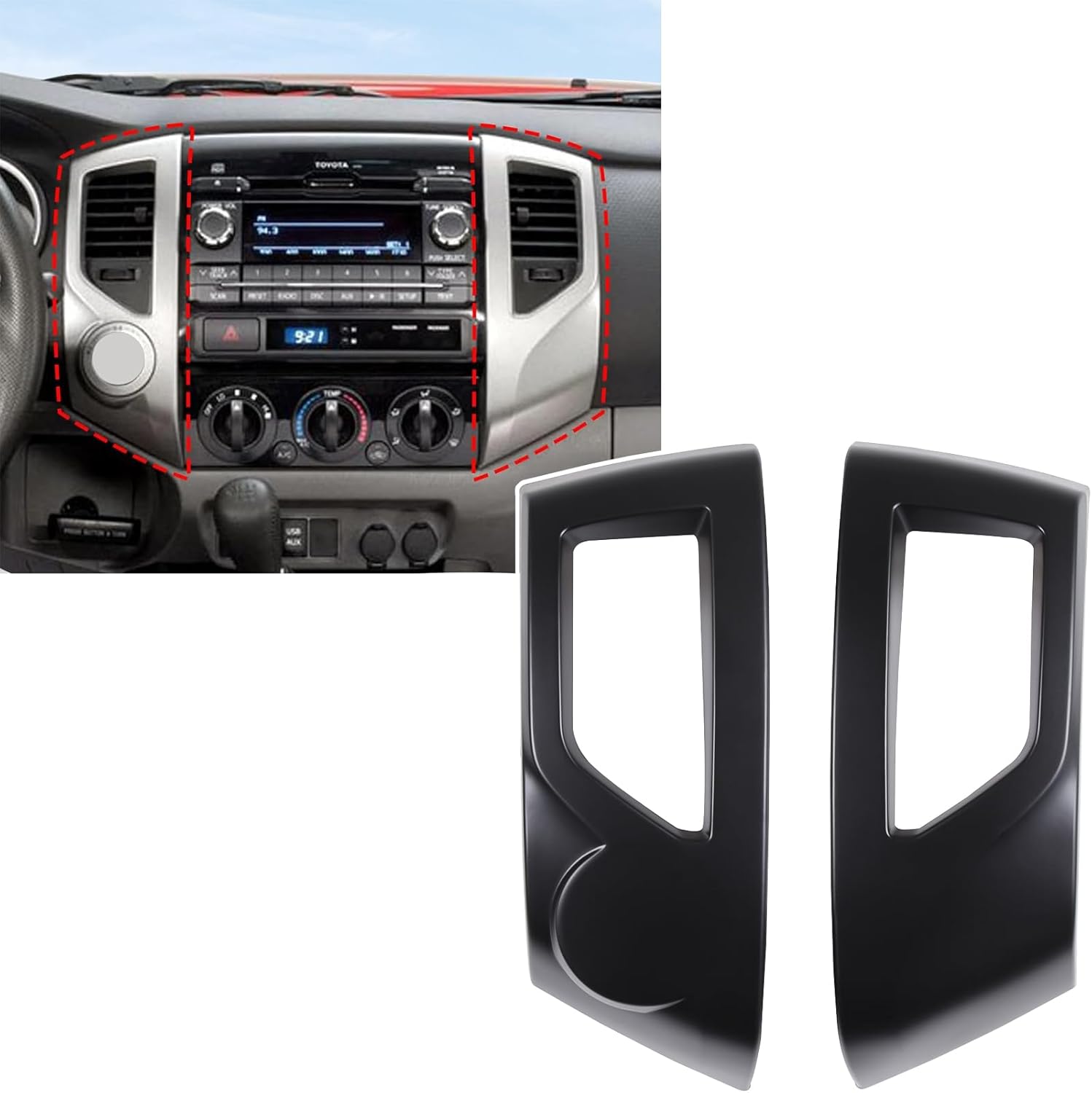 Aunginsy Center Console Air Conditioning Air Outlet Trim Cover Compatible with Toyota Tacoma 2011-2015 Car Central Console Side Air Conditioning Vent Decorative Frame Protection Cover ABS Accessories