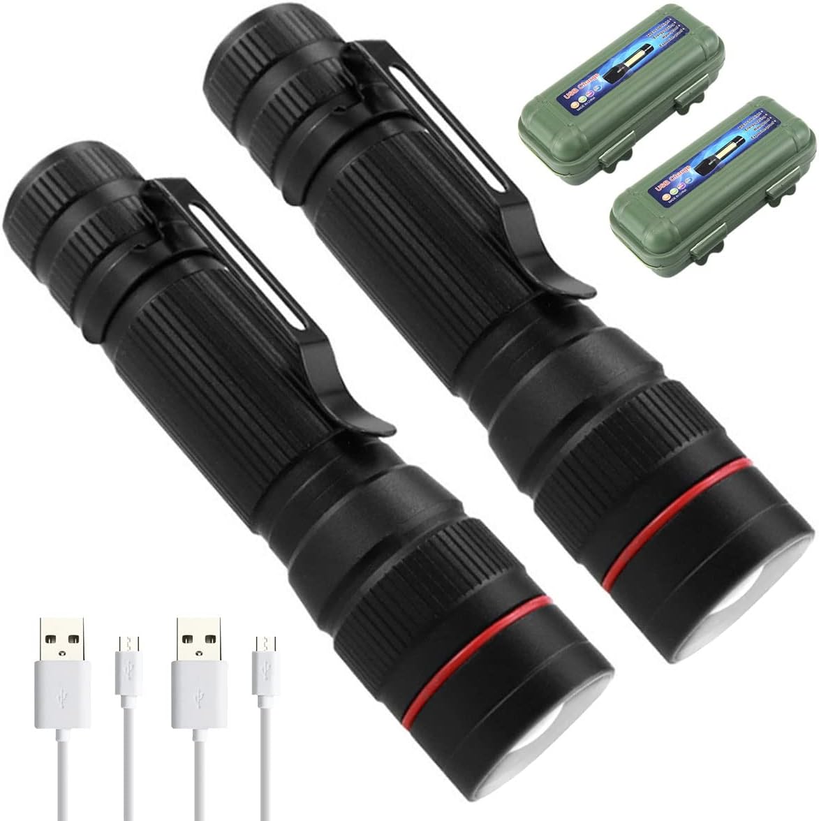 Lepro Lot De 2 Petites Lampes De Poche LED à Piles Avec Clip De Poche, 3 Modes, Résistante à L'eau Pour Inspection, Travail, Réparation Et Infirmières (piles Incluses