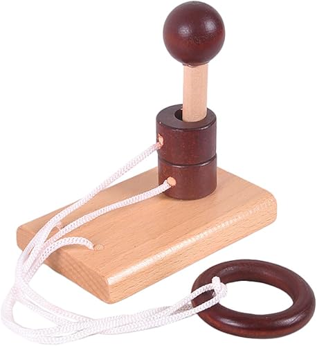 Miniatura 6 de Kingou Juego de 4 de rompecabezas de madera clásica cuerda de solución central juego de cerebro para adultos
