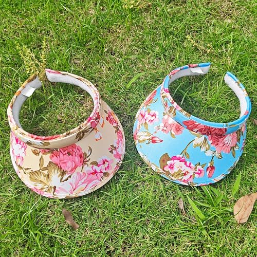 Image of 2 Pack Sun Visor Hats Women Men Clip On Wide Brim Visors Hat Outdoor Sports Golf Beach Travel Tennis Caps
