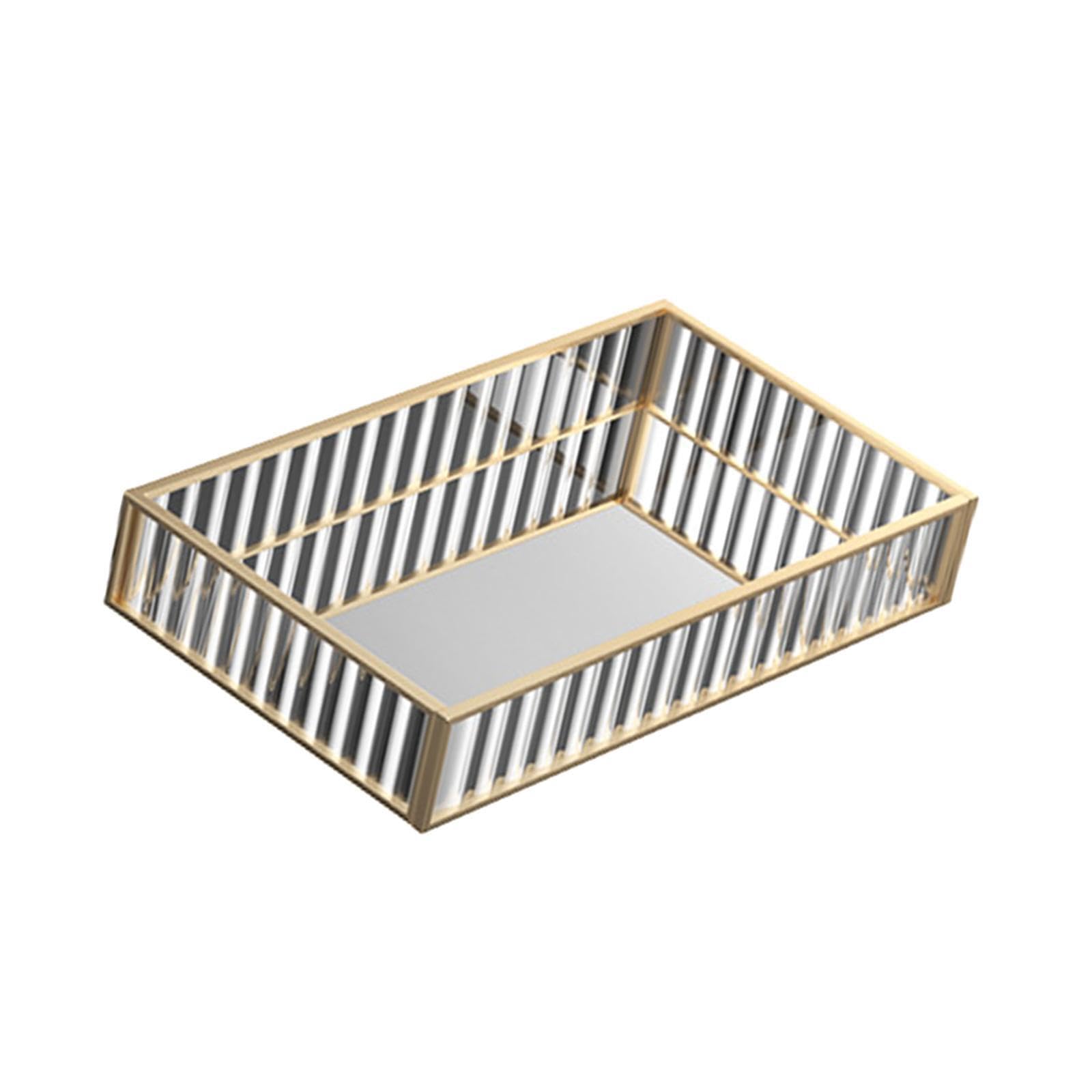 LIXSAZSE Mirror Tray Adding Modern To Practical Organization And Displays Mirrored Tray Decorative Mirror Perfume Organizer Foundation Perfume Decoration Glass, S