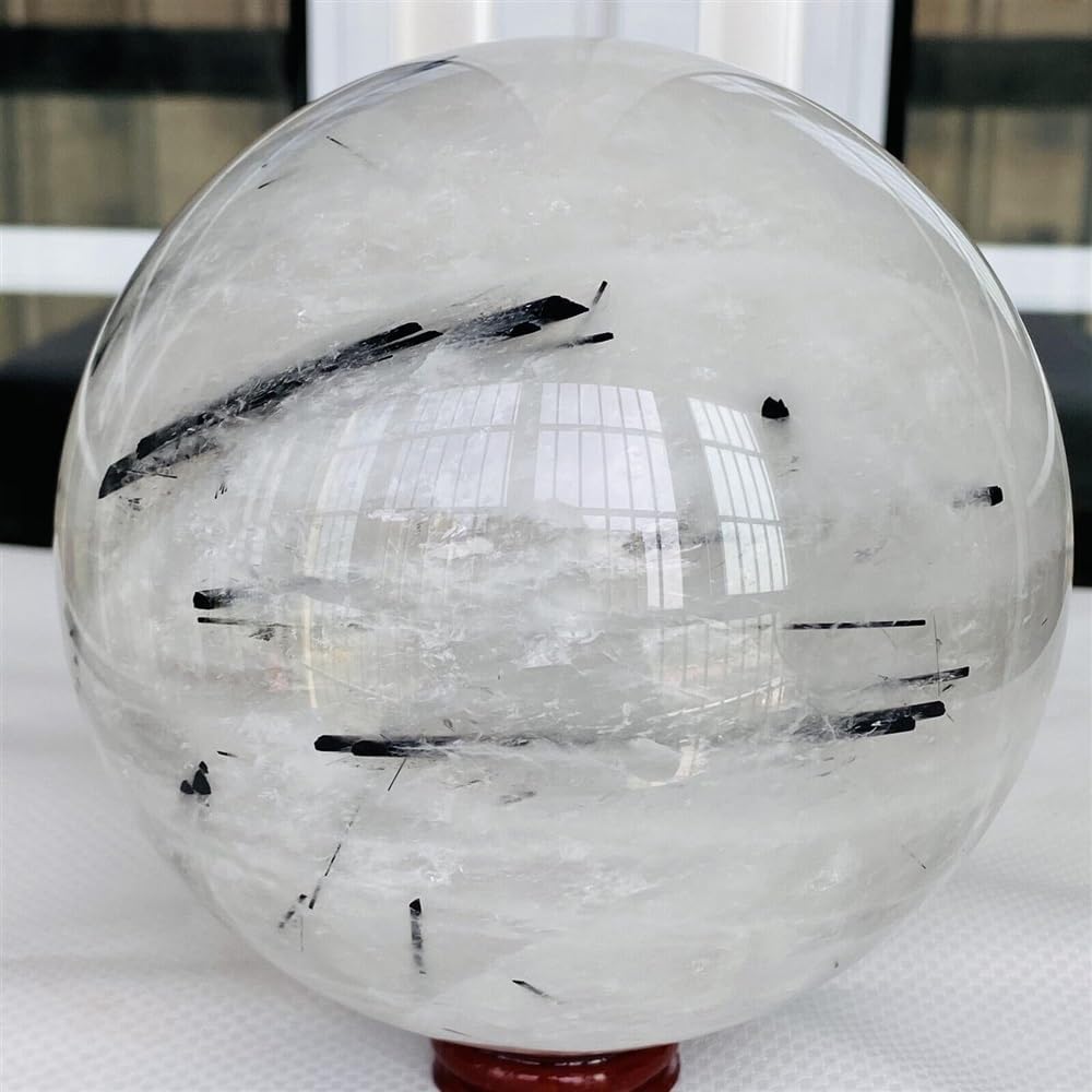 Black Tourmaline Ball Crystal Quartz Sphere Stone Ornaments (Size : 600-700g)