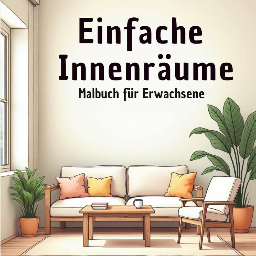 Einfache Innenräume Malbuch für Erwachsene: Minimalistische Wohnräume zum Entspannen – Ruhige, einfache Raumdesigns für Stressabbau