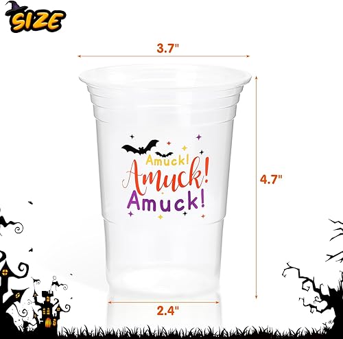 Miniatura 3 de Nefelibata Vasos de plástico transparentes de 16 onzas para Halloween, reutilizables, para bebidas frías, juego de 24 vasos de película de